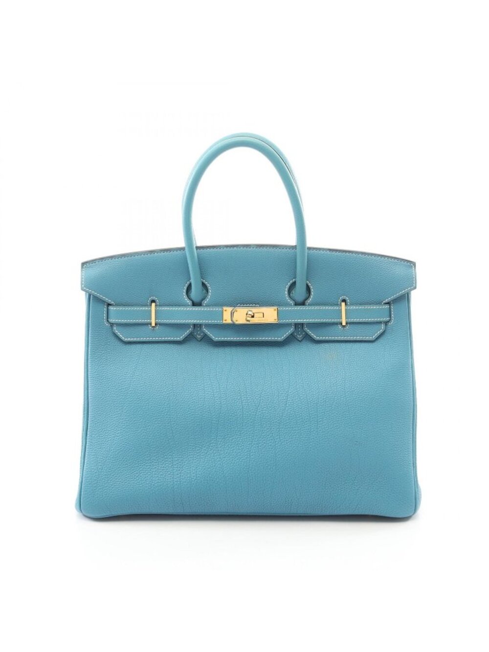 Hermes Handbag Birkin 35 Blue Jean Leather